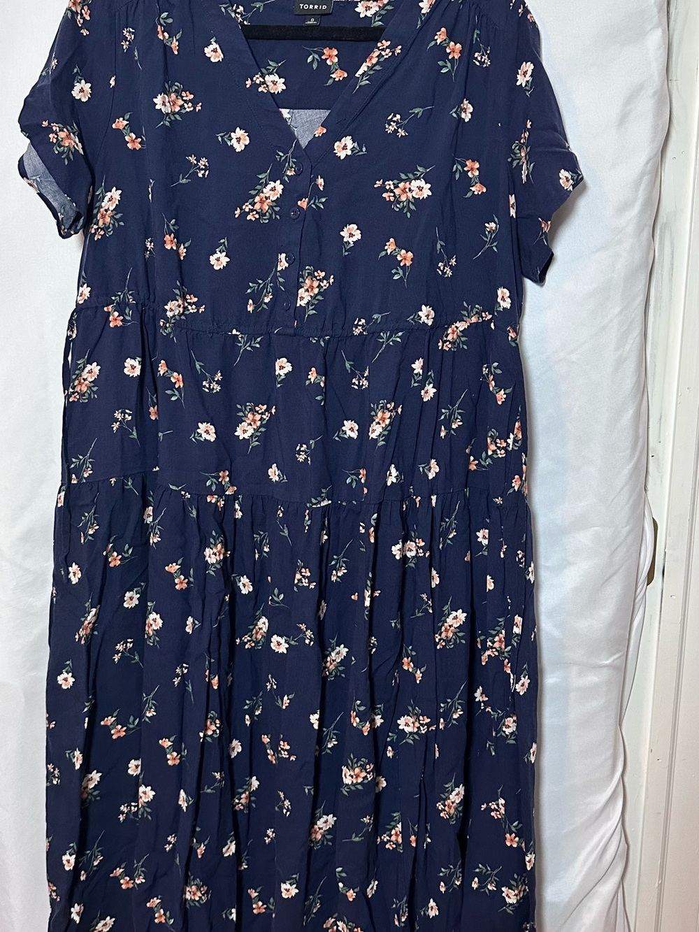 Torrid - Navy Floral Midi A-Line Challis Dress